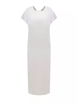 Однотонное платье-миди из гладкого шелка и хлопка