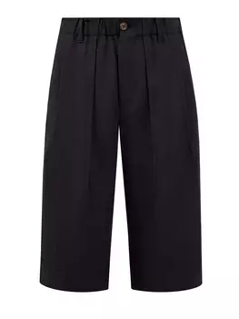 Однотонные бермуды Long из хлопковой саржи и льна