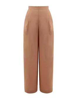 Однотонные брюки-палаццо из тонкого модала с защипами