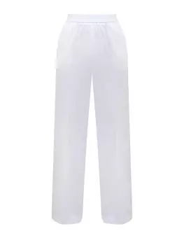 Однотонные брюки свободного кроя из хлопка с эластичным поясом