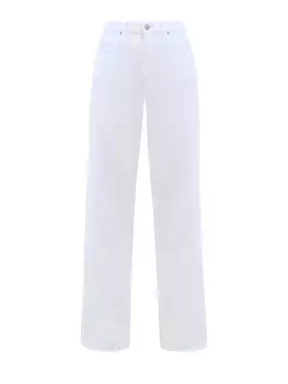 Однотонные джинсы прямого кроя из лиоцелла с нашивкой в тон