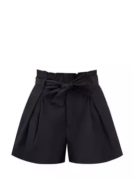 Однотонные шорты из ткани кади с поясом