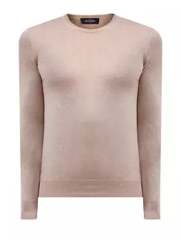 Однотонный джемпер из шелка и хлопка с контрастным кантом