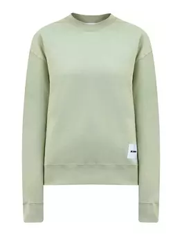 Однотонный свитшот из хлопкового футера с нашивкой Jil Sander+