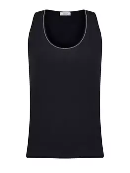 Однотонный топ из гладкого шелка с ювелирной окантовкой