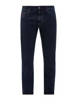 Окрашенные вручную джинсы с нашивкой из сафьяновой кожи