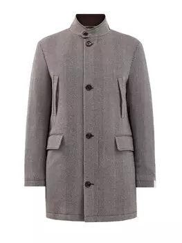 Пальто из плотной шерстяной ткани с графическим узором