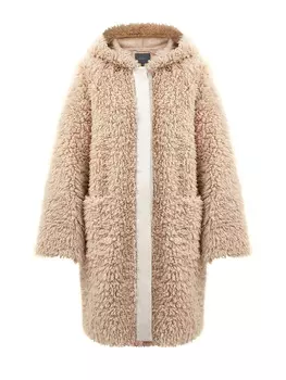 Пальто-oversize из фактурной шерсти мериноса с капюшоном