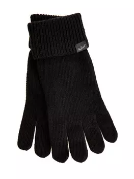 Перчатки из эластичной шерстяной пряжи с нашивкой