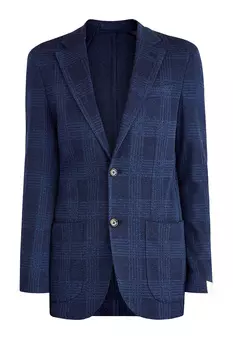 Пиджак из хлопка в клетку с карманами в неаполитанском стиле