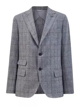 Пиджак из шерсти и кашемира в клетку с пином-монограммой