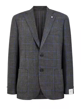 Пиджак из шерсти, шелка и льна с мелованным принтом