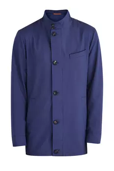 Плащ прямого кроя из водоотталкивающего нейлона и замши