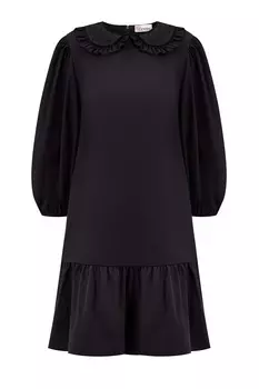 Платье из гладкого хлопка с объемными архитектурными рукавами