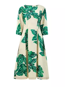 Платье из гладкого хлопка с объемным подолом и принтом