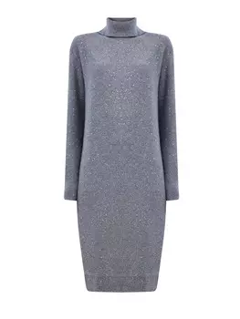 Платье из шерсти и кашемира с высоким воротом и пайетками