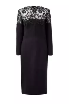 Платье из шерсти и шелка с кружевом ручной работы