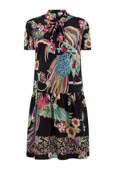 Платье из струящегося шелка с эксклюзивным принтом Bird of Paradise