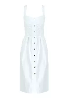 Платье из тонкого денима с застежкой вдоль планки и лифом-бюстье