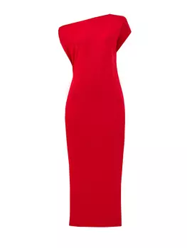 Платье из тонкого модала и хлопка с асимметричным вырезом и завязками