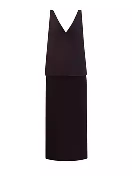 Платье-макси из шелка и шерсти с глубоким вырезом