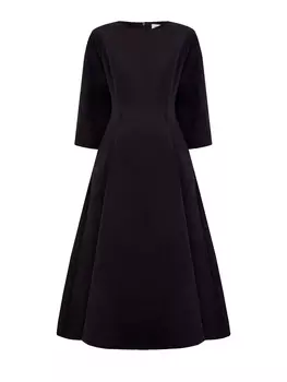 Платье-миди из плотного хлопка и льна с объемным подолом