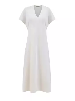 Платье-миди из шелковой пряжи с V-образным вырезом