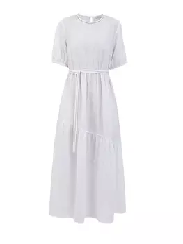 Платье-миди из тонкого льна с мерцающими цепочками Punto Luce