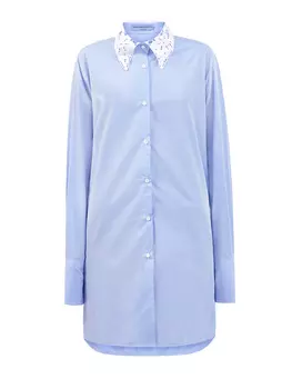 Платье-рубашка с принтом в полоску и вышивкой ручной работы
