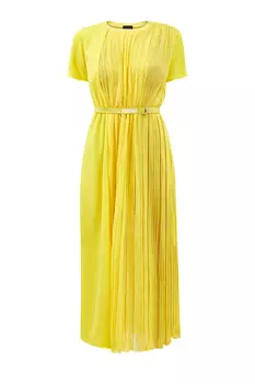 Платье с короткими рукавами из поплина с шифоновой вставкой