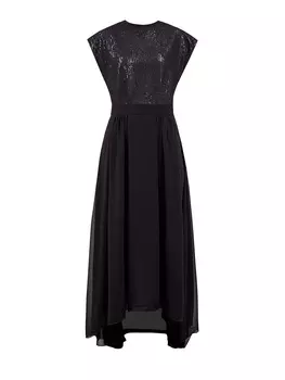 Платье с мерцающими пайетками и струящимся подолом