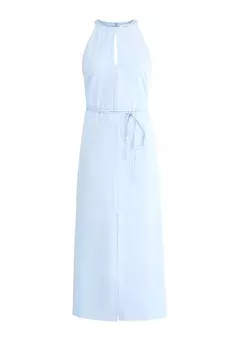 Платье с отделкой стразами и тонким поясом на талию