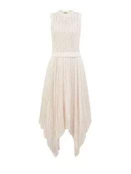 Платье с подолом-плиссе и вязаным топом с пайетками