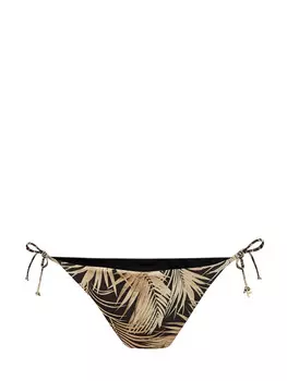 Плавки-бикини с тонкими завязками и тропическим принтом