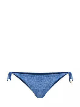 Плавки-бикини в оттенке денима с тонкими завязками и подвеской