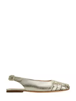 Плетеные балетки из кожи с металлизированным напылением