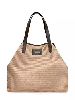 Плетеный тоут с вставками из кожи и вышивкой Punto Luce