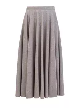Плиссированная юбка-миди из шерсти и шелка с пайетками