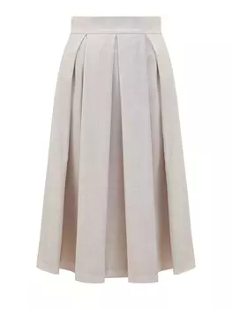 Плиссированная юбка-миди из тонкой шерсти с нитью ламе