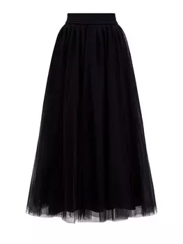 Плиссированная юбка-миди из воздушного тюля с эластичным поясом