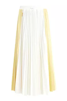 Плиссированная юбка-миди с эластичным поясом на кулиске