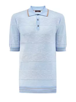 Поло из фактурной хлопковой пряжи с контрастным кантом