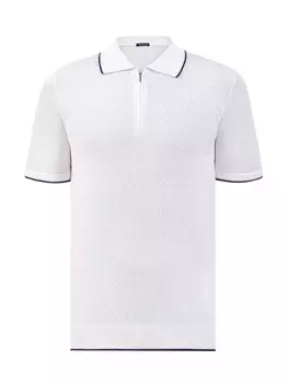 Поло из хлопка и шелка с контрастным кантом