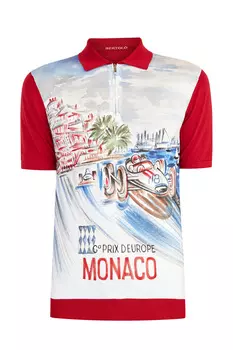 Поло из хлопка и шелка с принтом в акварельной технике