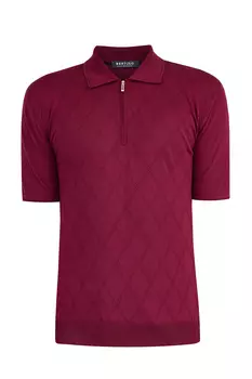 Поло из хлопка с фактурным принтом и застежкой-молнией