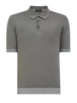 Поло из льняного и хлопкового крепа с контрастной отделкой