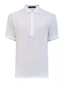 Поло из льняной ткани с контрастной окантовкой кромок