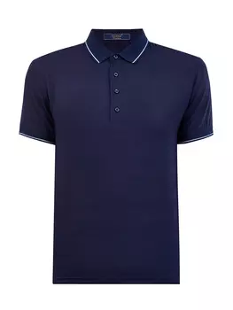 Поло из тонкой льняной ткани с контрастной окантовкой