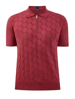 Поло с фактурным узором и контрастными вставками