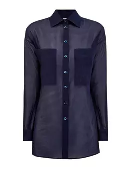 Полупрозрачная рубашка из хлопковой органзы с макро-карманами